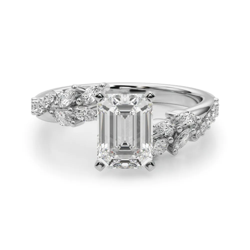 Ladies Sidestone Emerald Engagement Ring 51250