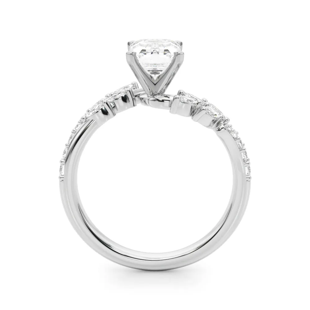 Ladies Sidestone Emerald Engagement Ring 51250