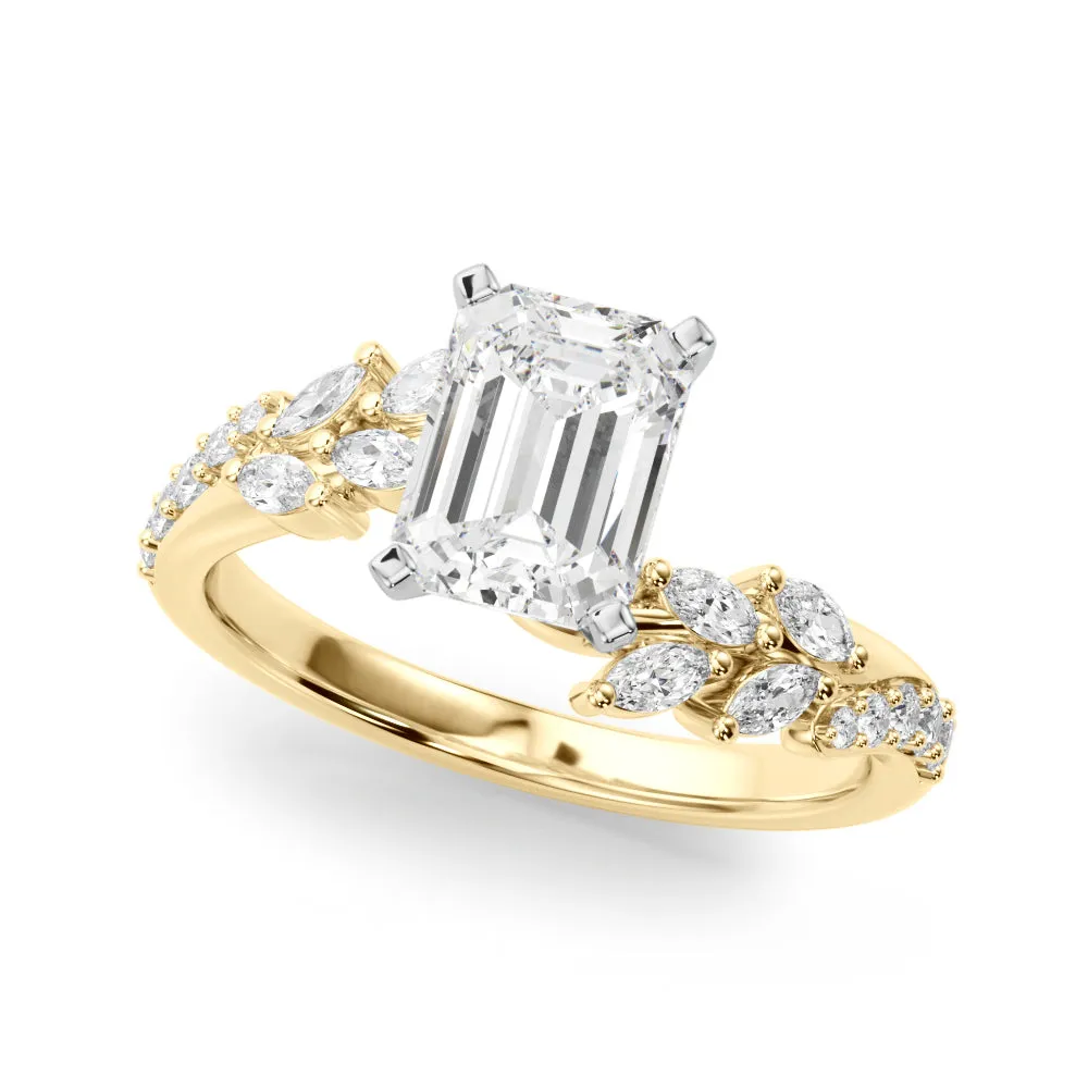Ladies Sidestone Emerald Engagement Ring 51250