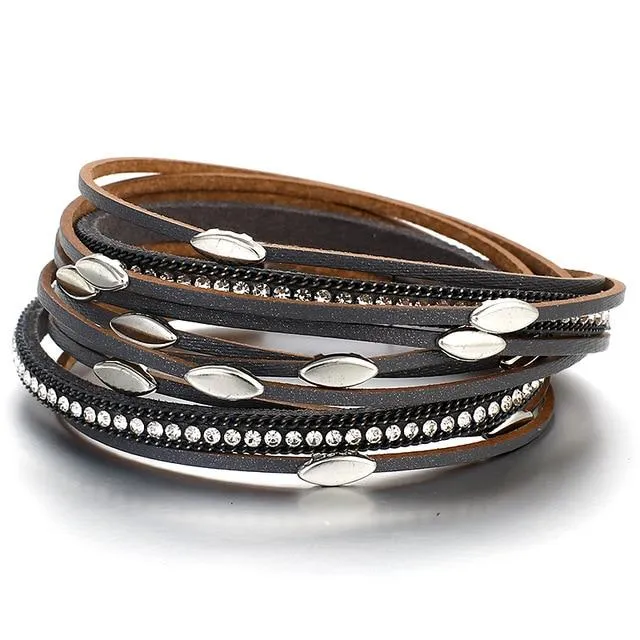 Leather Multi Layer Wrap Bracelets