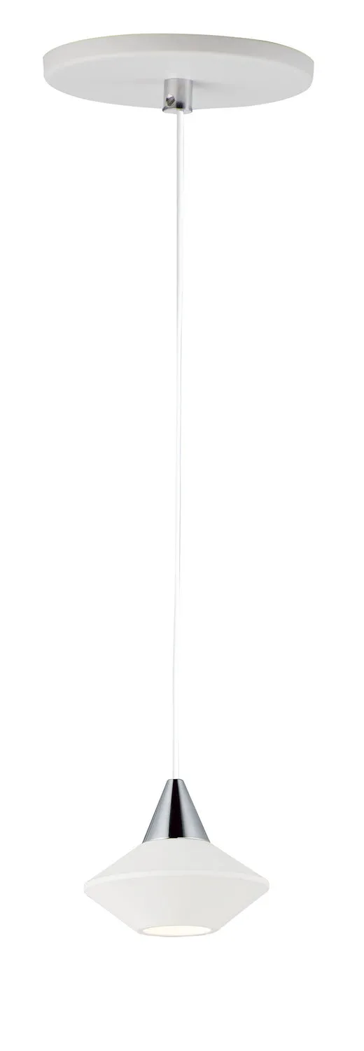 Micro 1-Light LED Pendant in White & Polished Chrome
