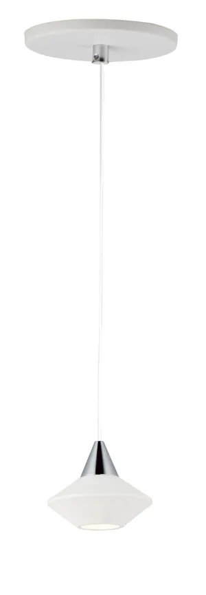 Micro 1-Light LED Pendant in White & Polished Chrome