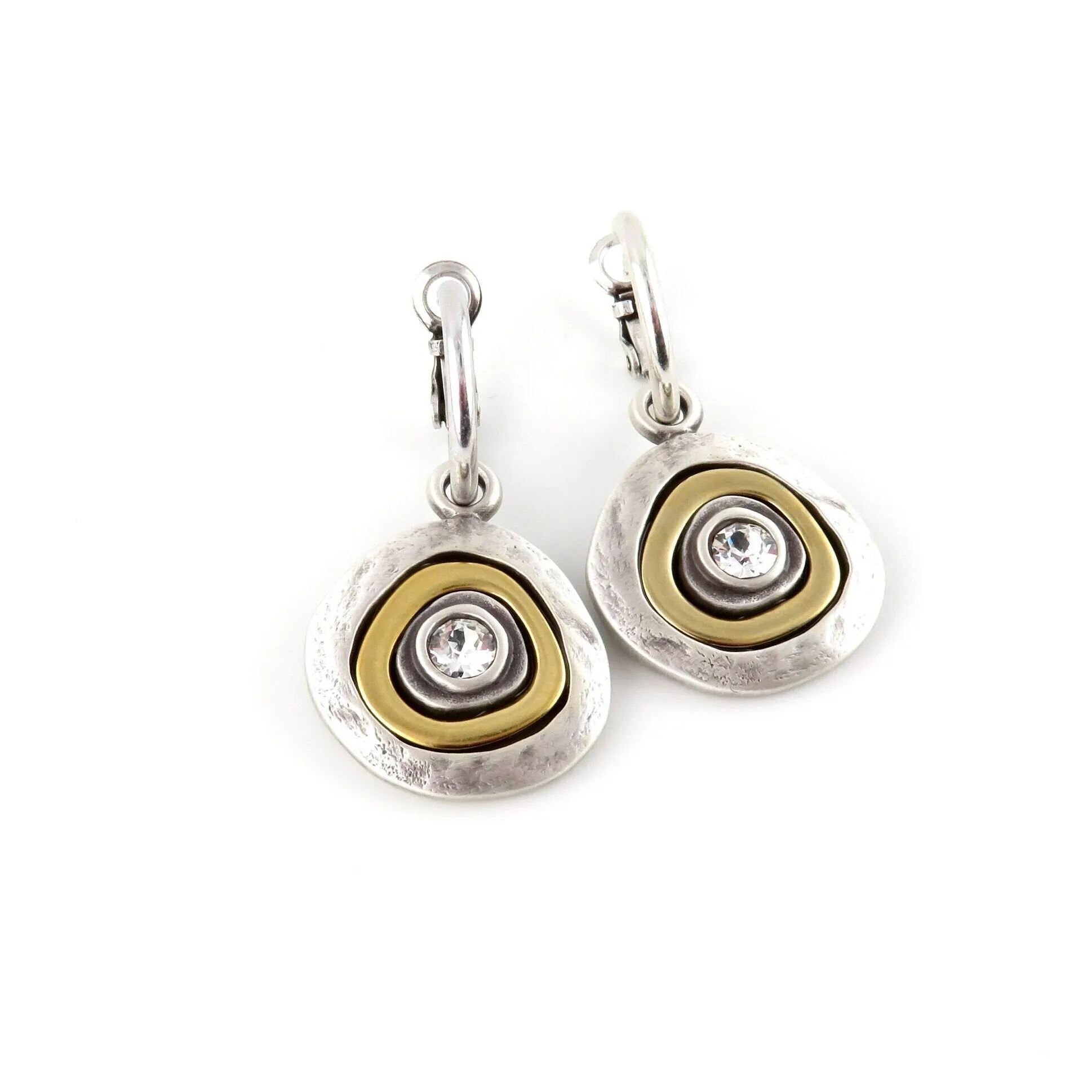 Mixed Metal Silver Medallion Hoop Earrings