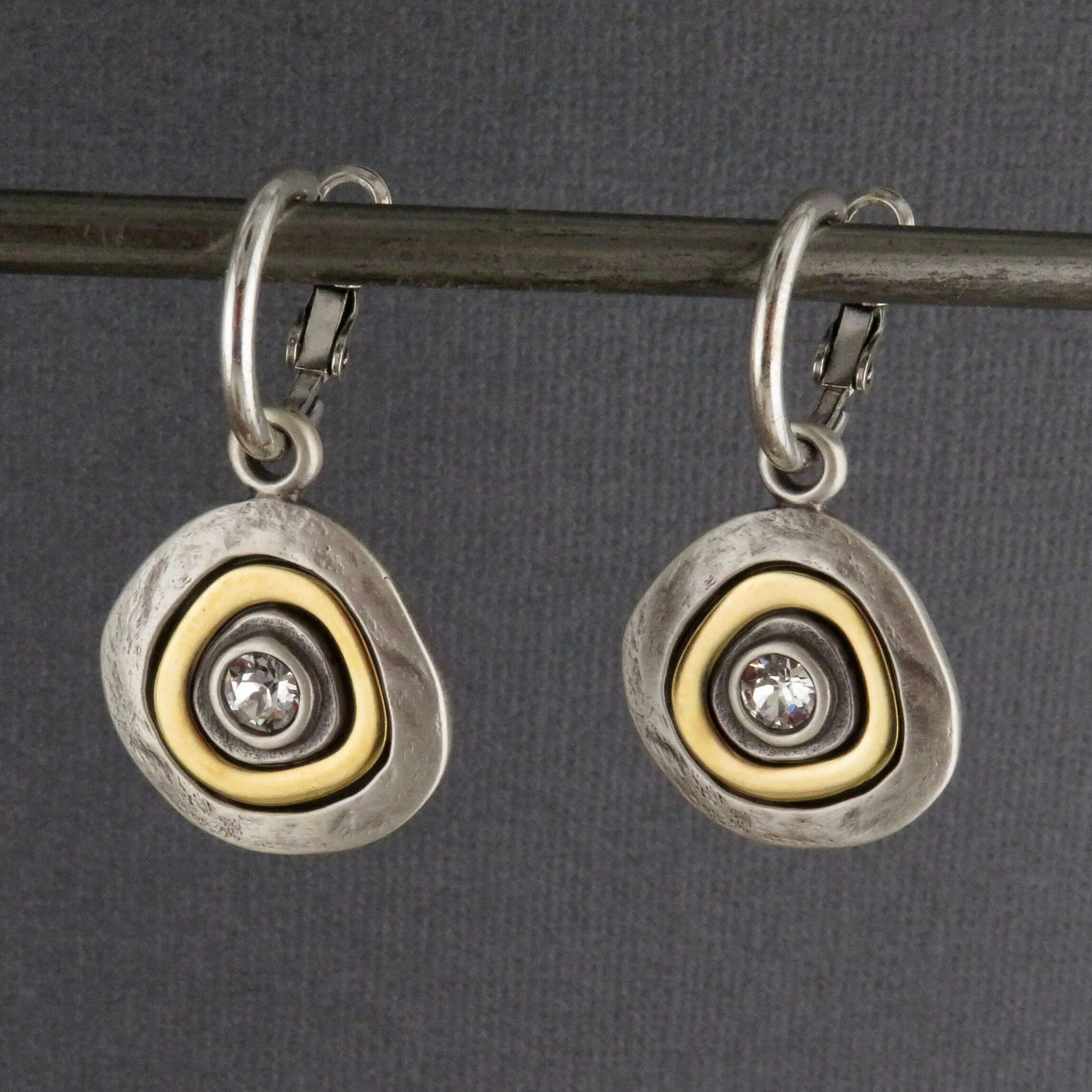 Mixed Metal Silver Medallion Hoop Earrings