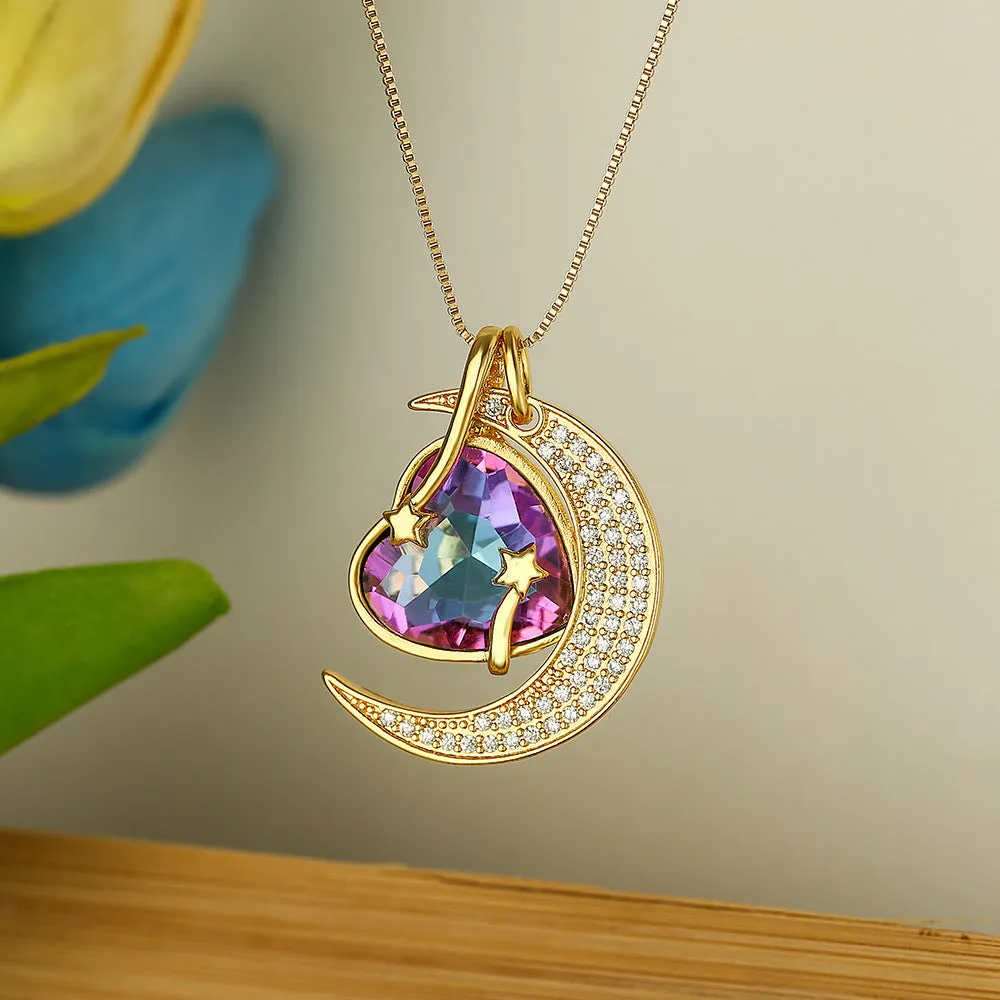 Moon Star Geometric Copper Pendants