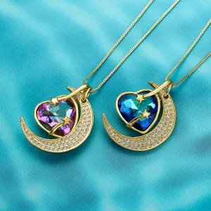 Moon Star Geometric Copper Pendants