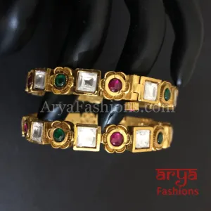 Nimmi Ruby Emerald Kundan Openable Bangles