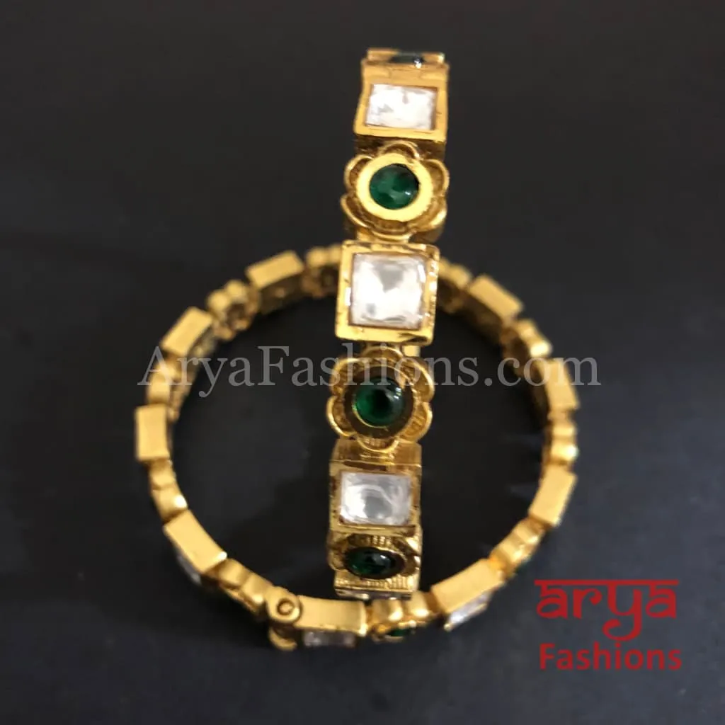 Nimmi Ruby Emerald Kundan Openable Bangles