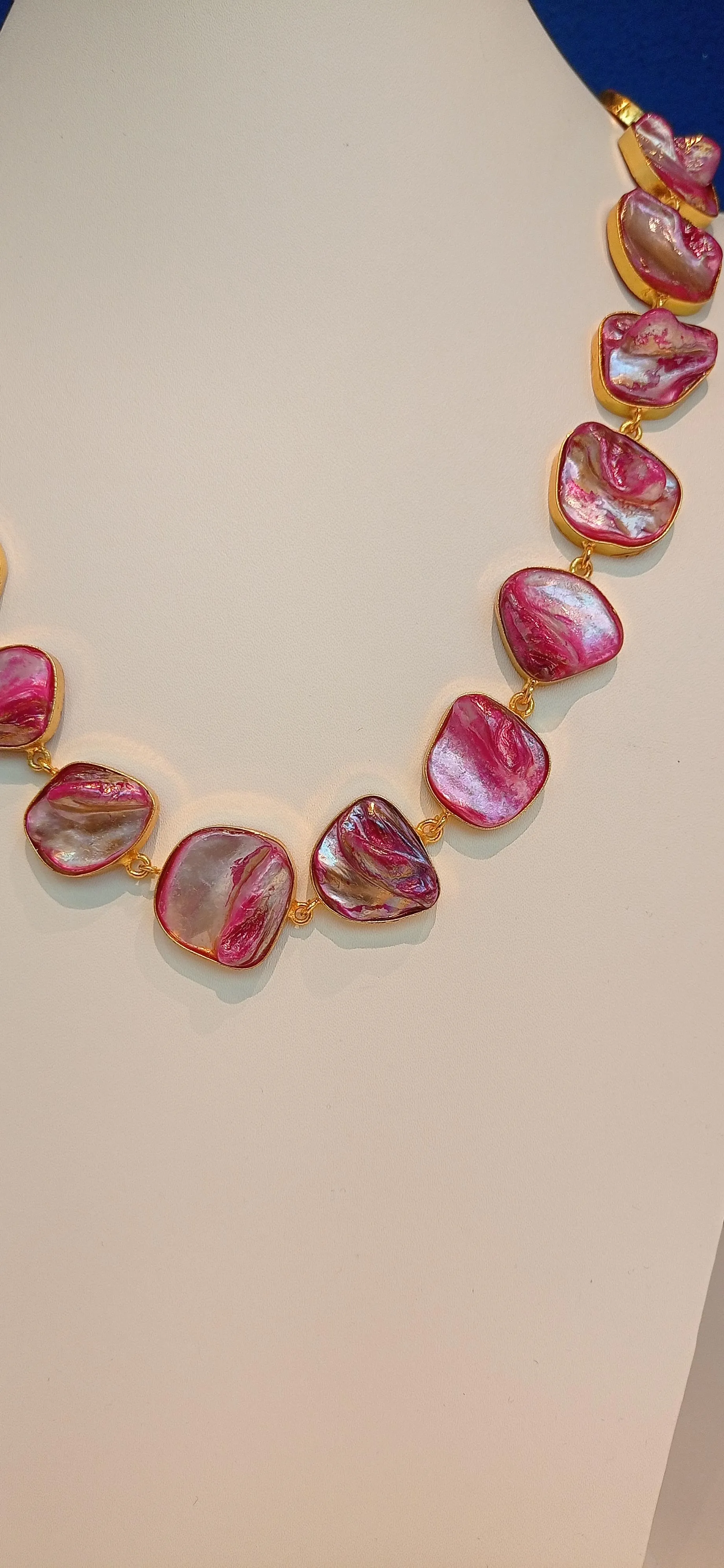 Olessia Pink and Gold Opal Necklace and Earrings Set