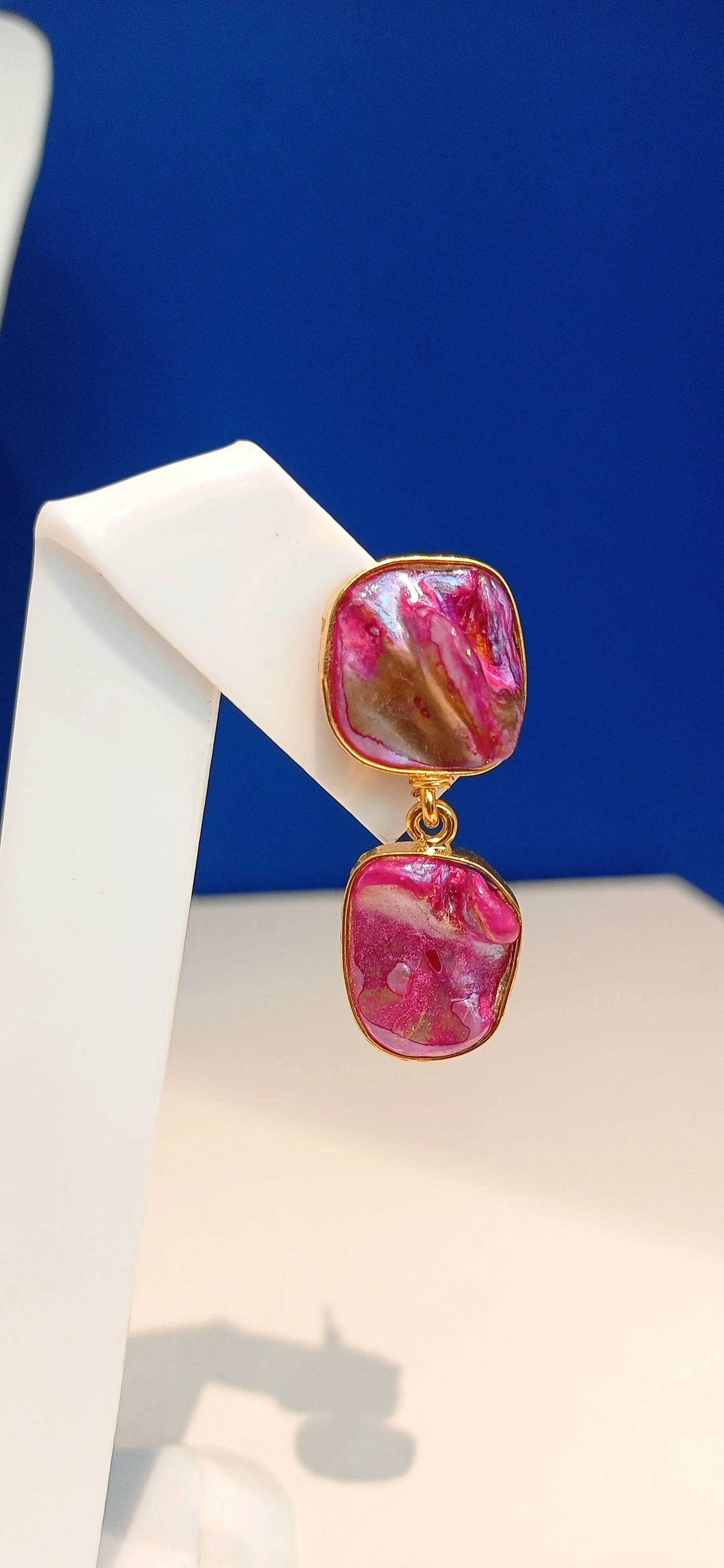 Olessia Pink and Gold Opal Necklace and Earrings Set