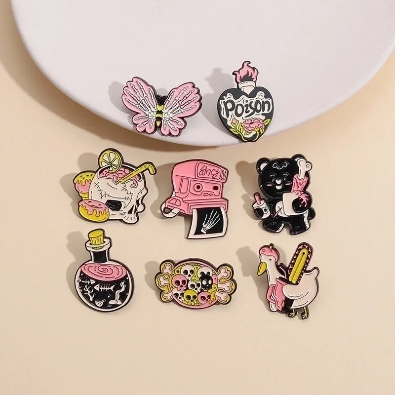 Original Design Animal Butterfly Skull Alloy Stoving Varnish Unisex Brooches