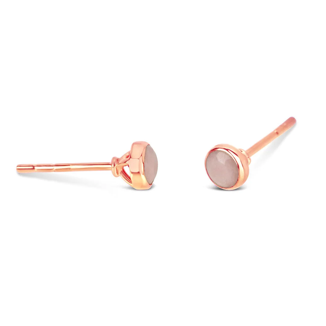 Pink Opal Mini Stud Earrings | Rose Gold - October