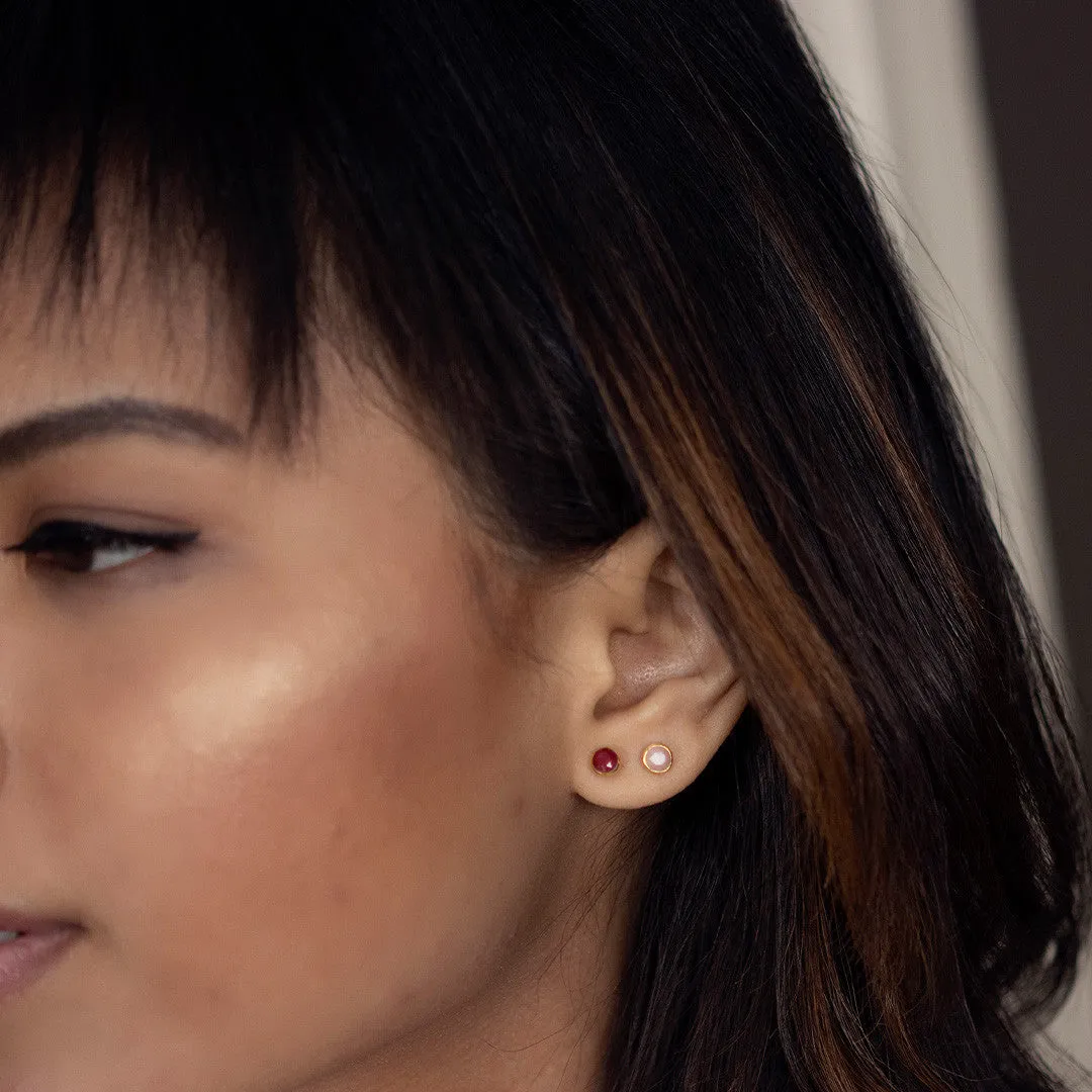 Pink Opal Mini Stud Earrings | Rose Gold - October