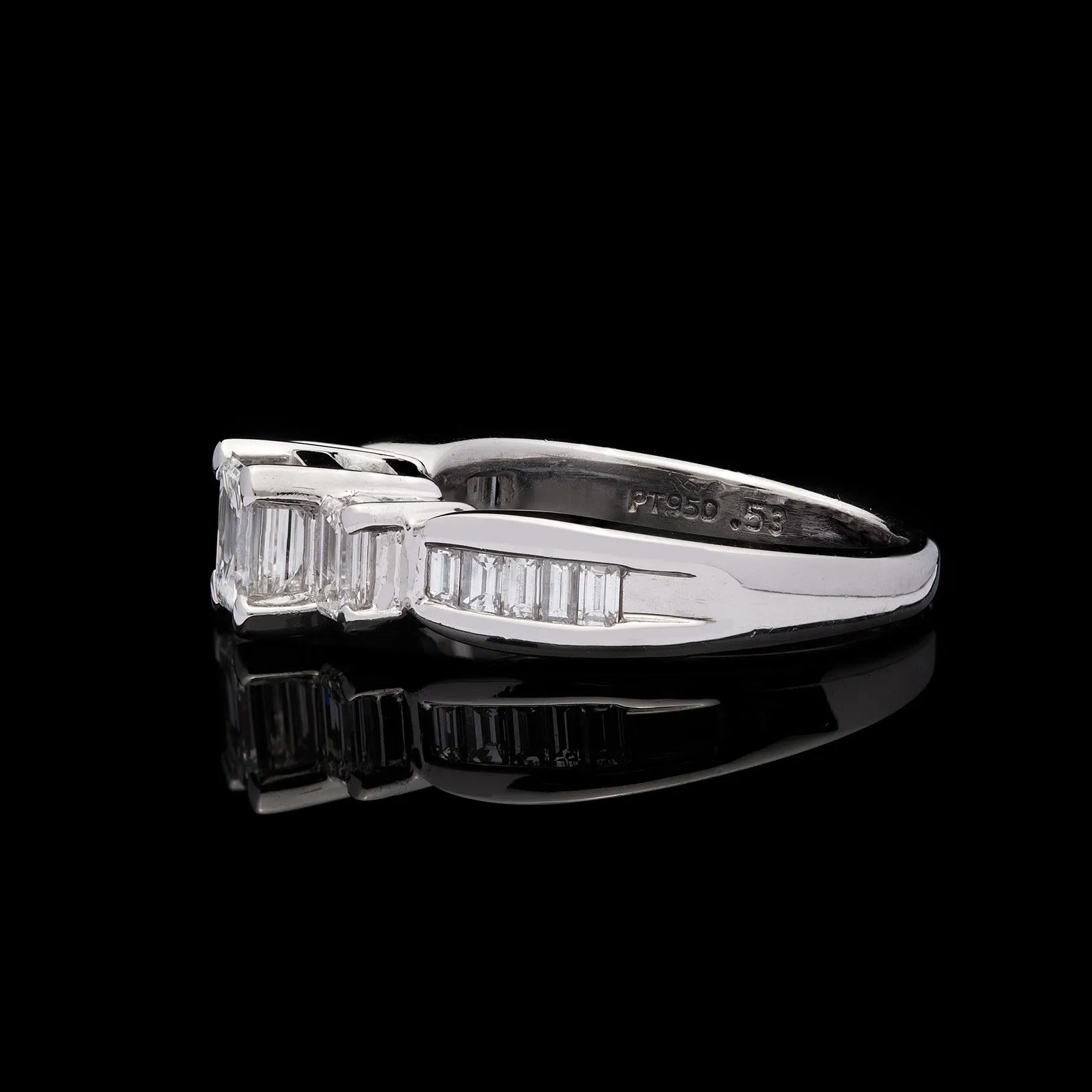 Platinum Emerald Cut Diamond Ring