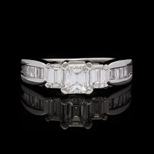 Platinum Emerald Cut Diamond Ring