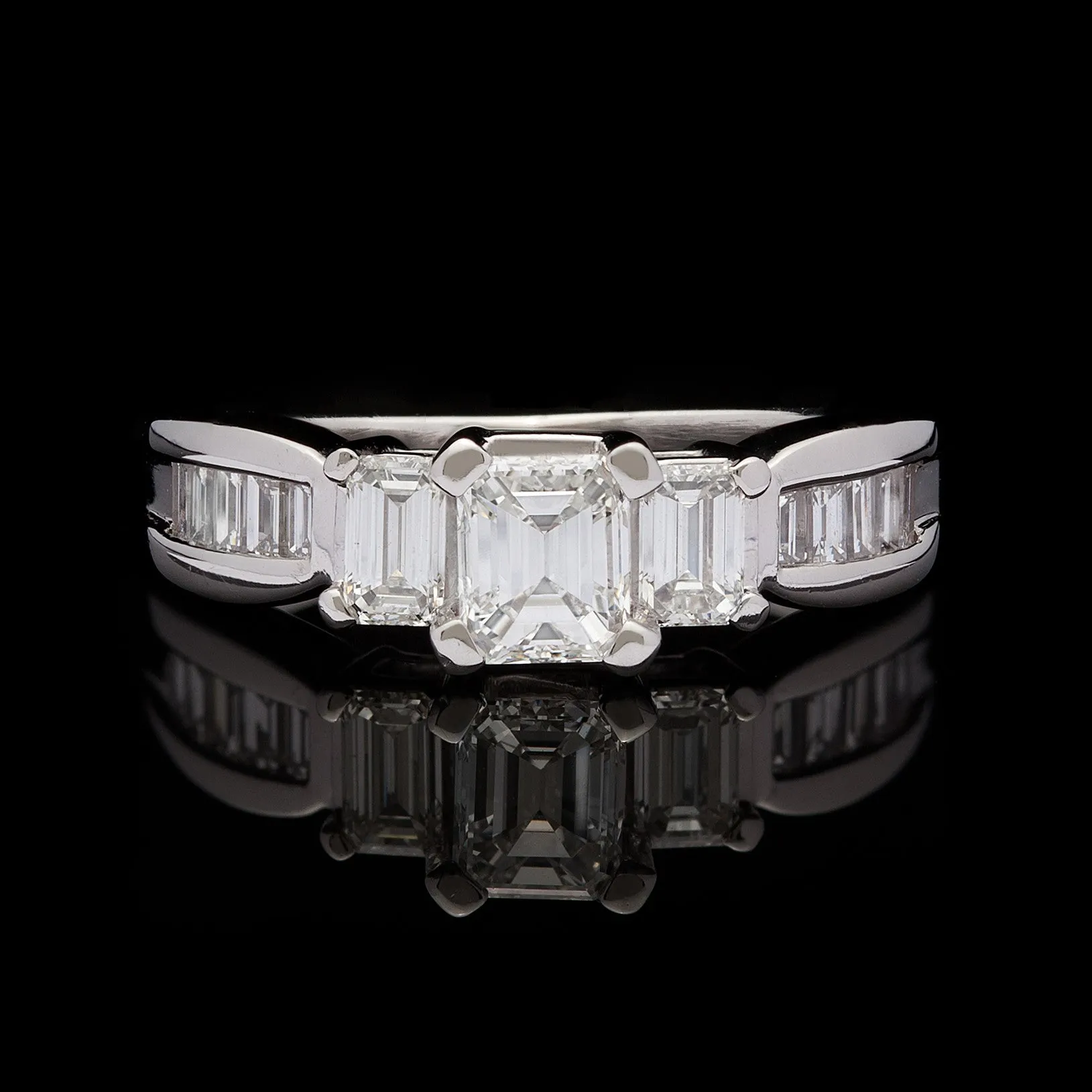 Platinum Emerald Cut Diamond Ring