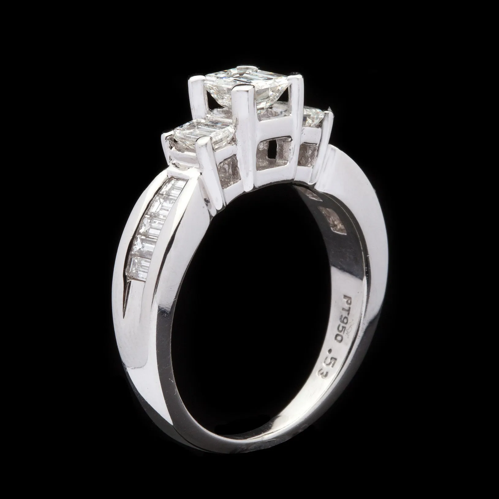 Platinum Emerald Cut Diamond Ring