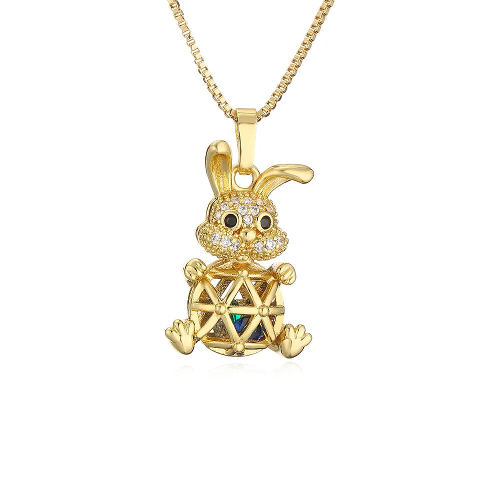 Rabbit Bear Geometric Copper Pendants