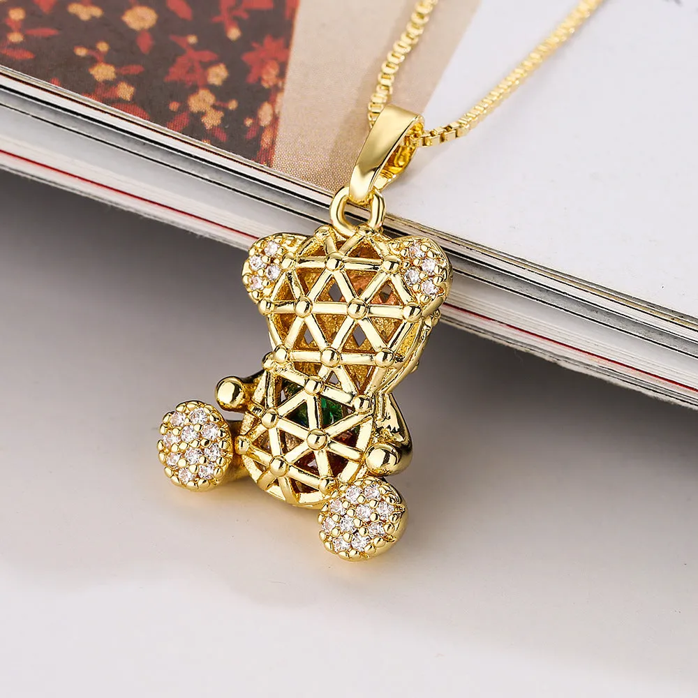 Rabbit Bear Geometric Copper Pendants