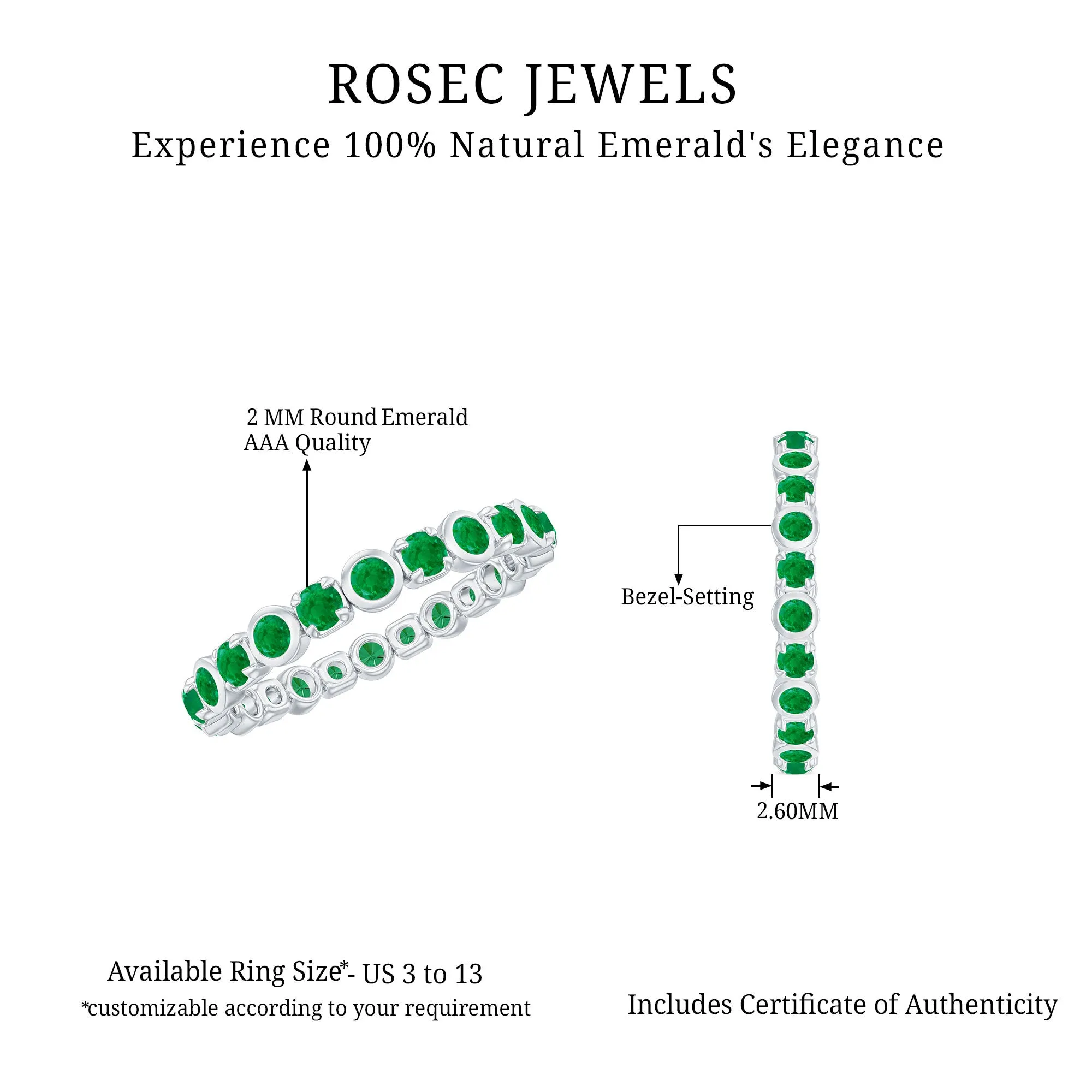 Real Emerald Geometric Full Eternity Ring