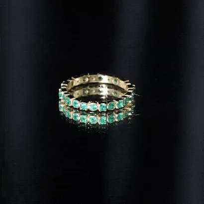Real Emerald Geometric Full Eternity Ring