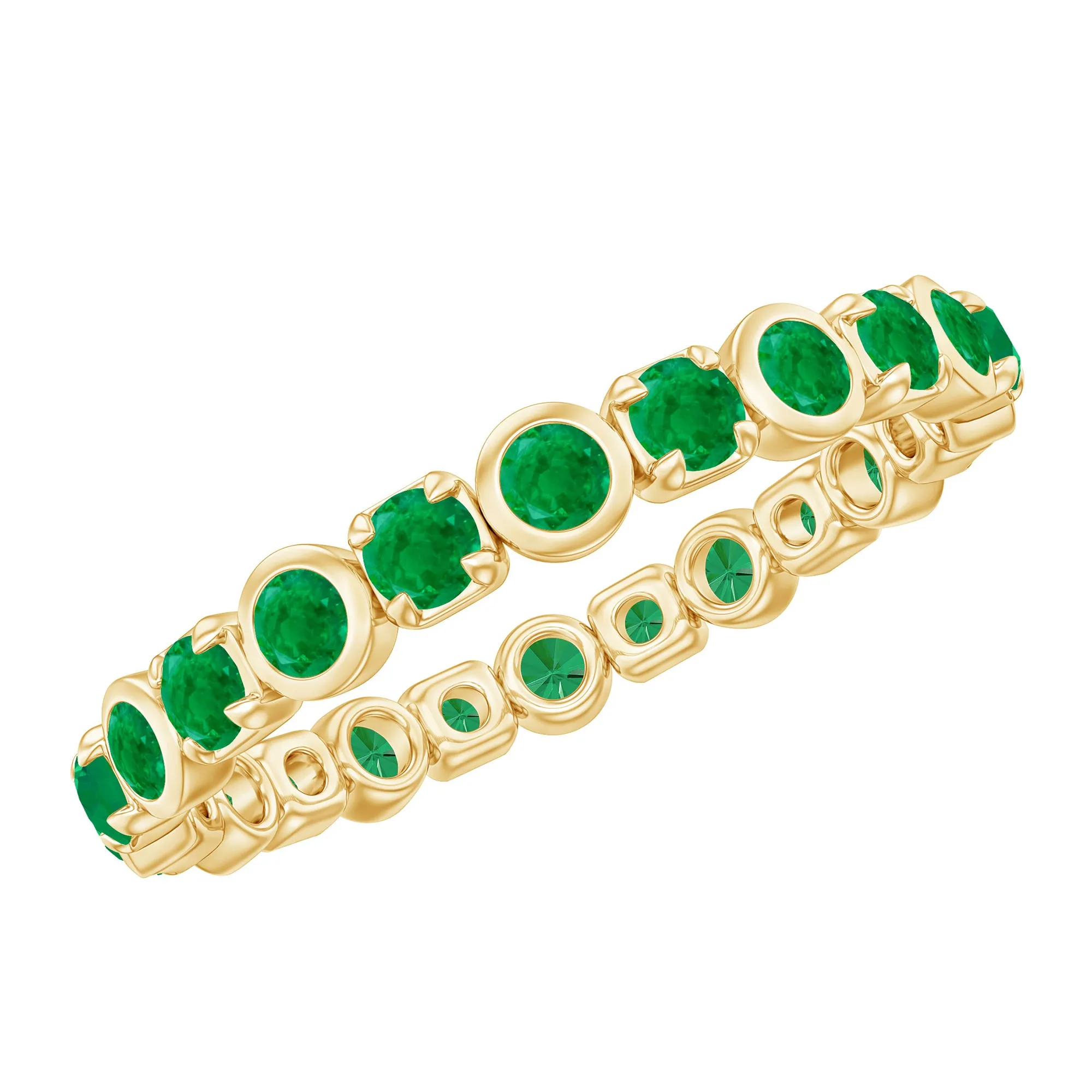 Real Emerald Geometric Full Eternity Ring