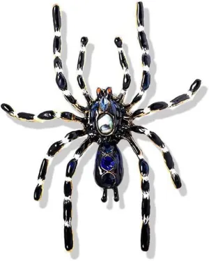 Rhinestone Big Spider Brooch Pin for Women Men Fashion Blue Black Enameled Exaggerated Large Insect Animal Halloween Brooches Lapel Pins Unisex Hat Bag Suit Dress Accessories Jewelry Gift