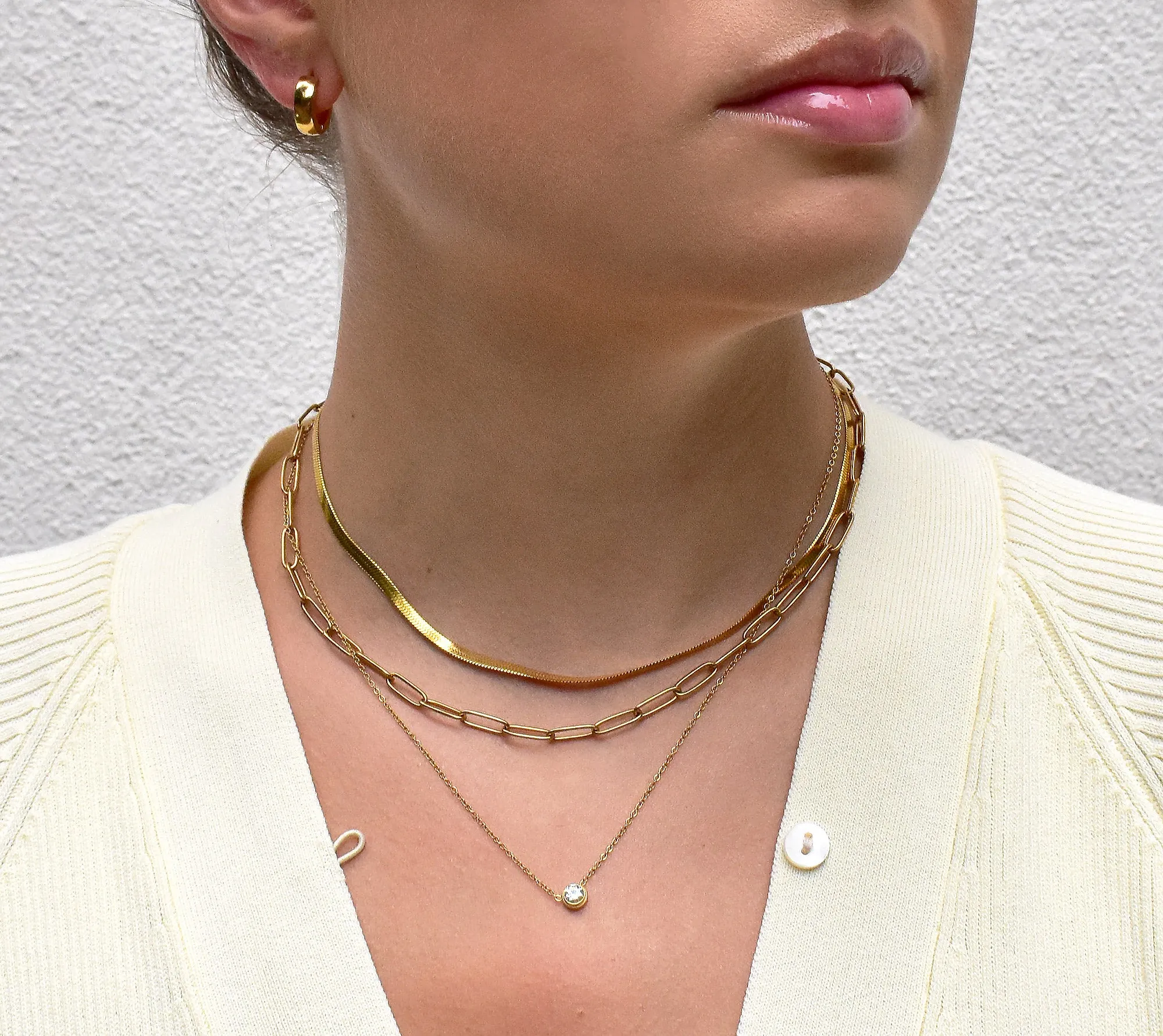 RICKY GOLD PAPERCLIP CHAIN NECKLACE