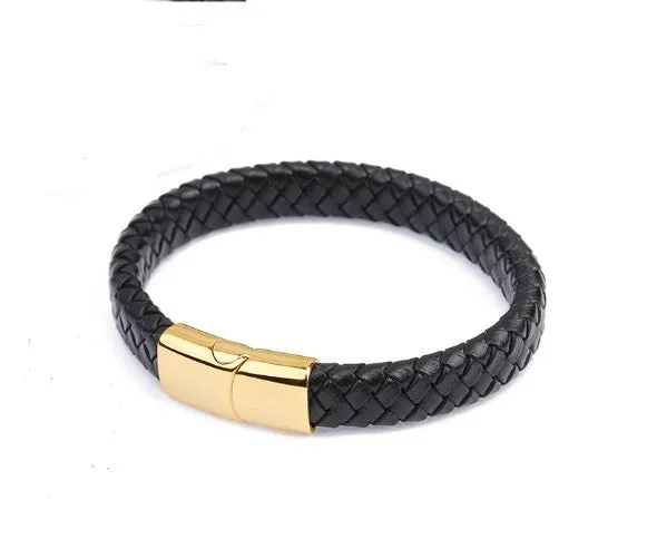 Stainless steel magnetic buckle leather leather rope