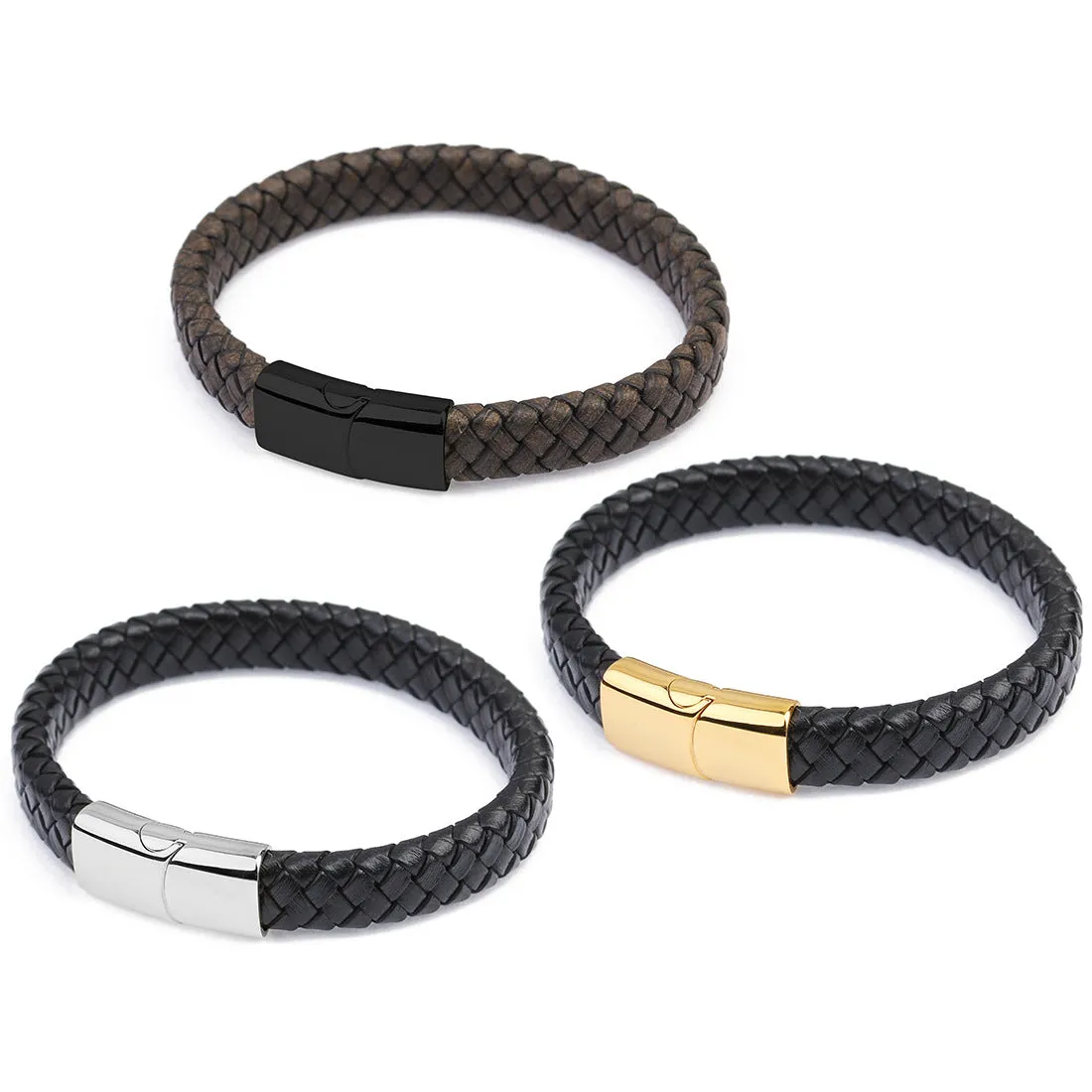 Stainless steel magnetic buckle leather leather rope