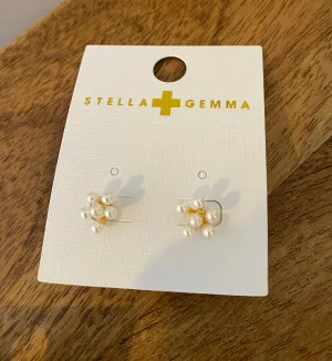 Stella and Gemma Gold Pearl Cluster Earrings 8388