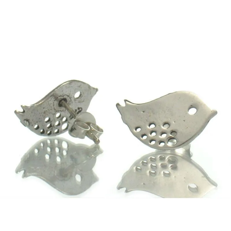Sterling Silver Birdie Stud Earrings