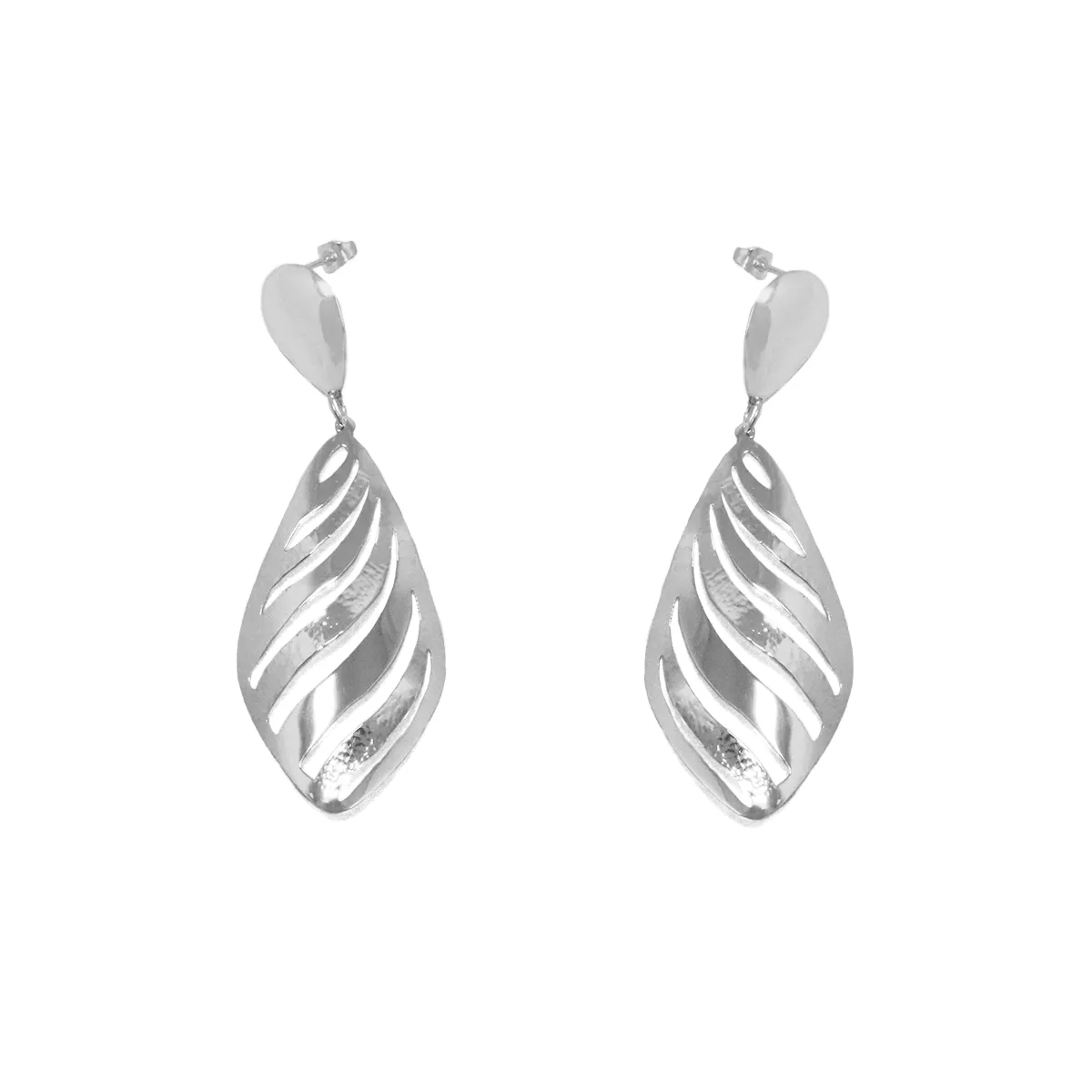 Sterling Silver Carved Leaf Earrings