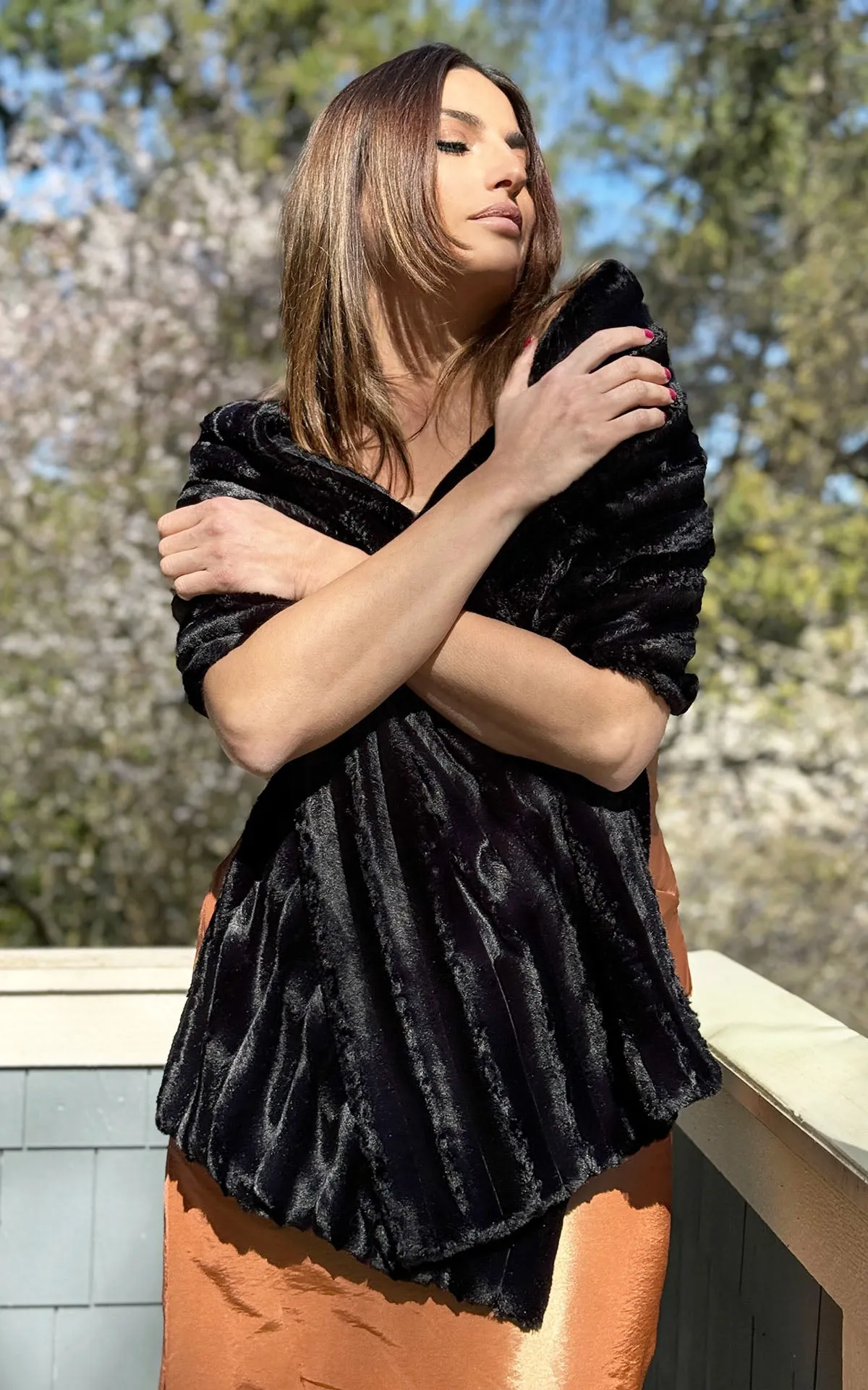 Stole - Minky Faux Fur in Black