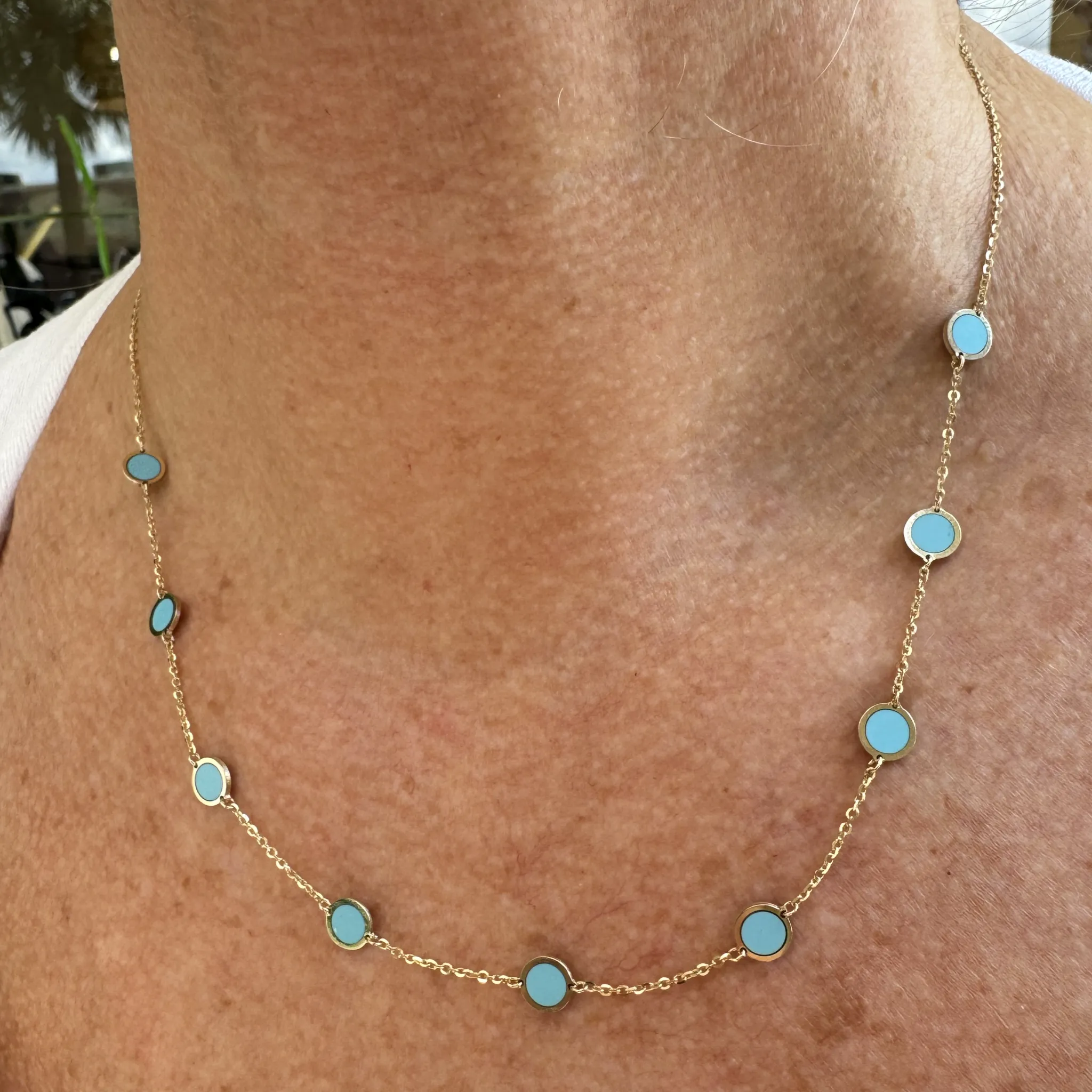Turquoise Disk Station Necklace