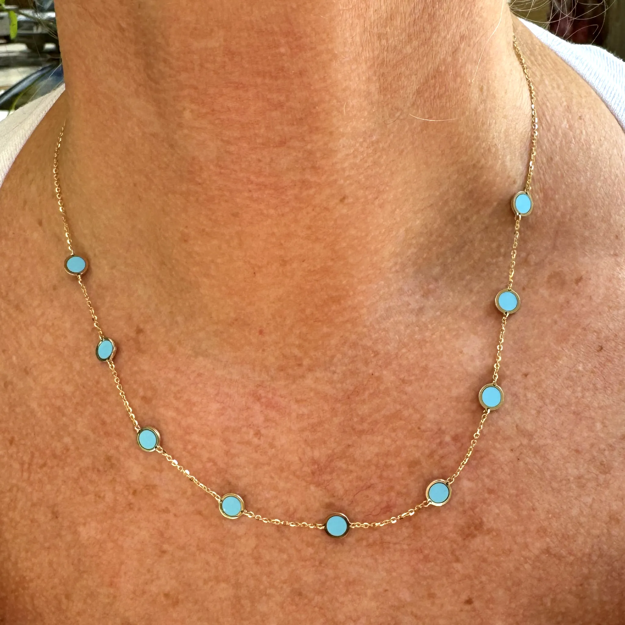Turquoise Disk Station Necklace