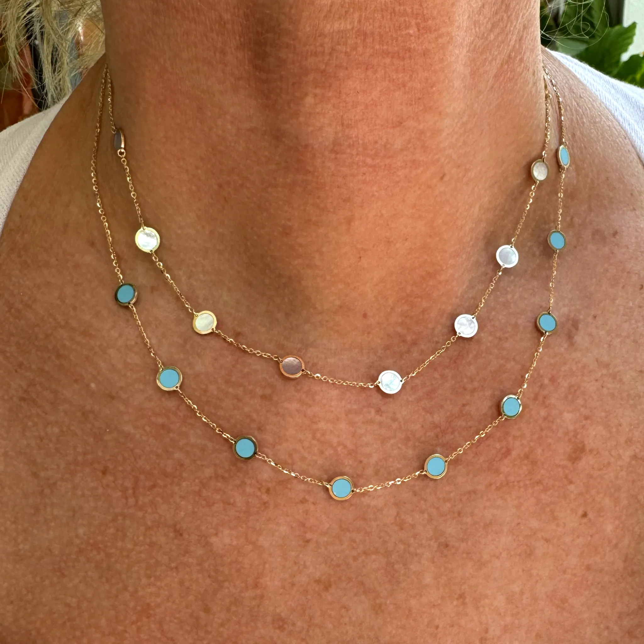 Turquoise Disk Station Necklace