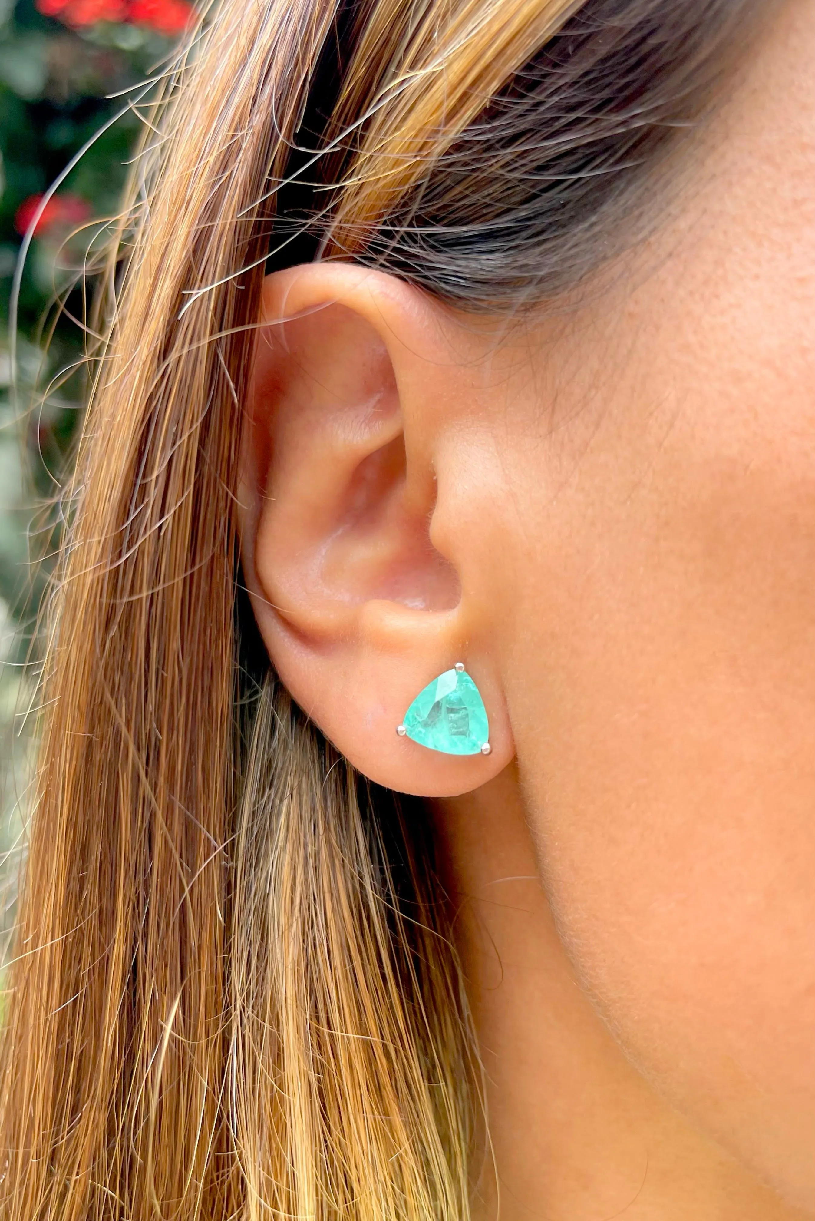 Turquoise Triangle Silver Earrings