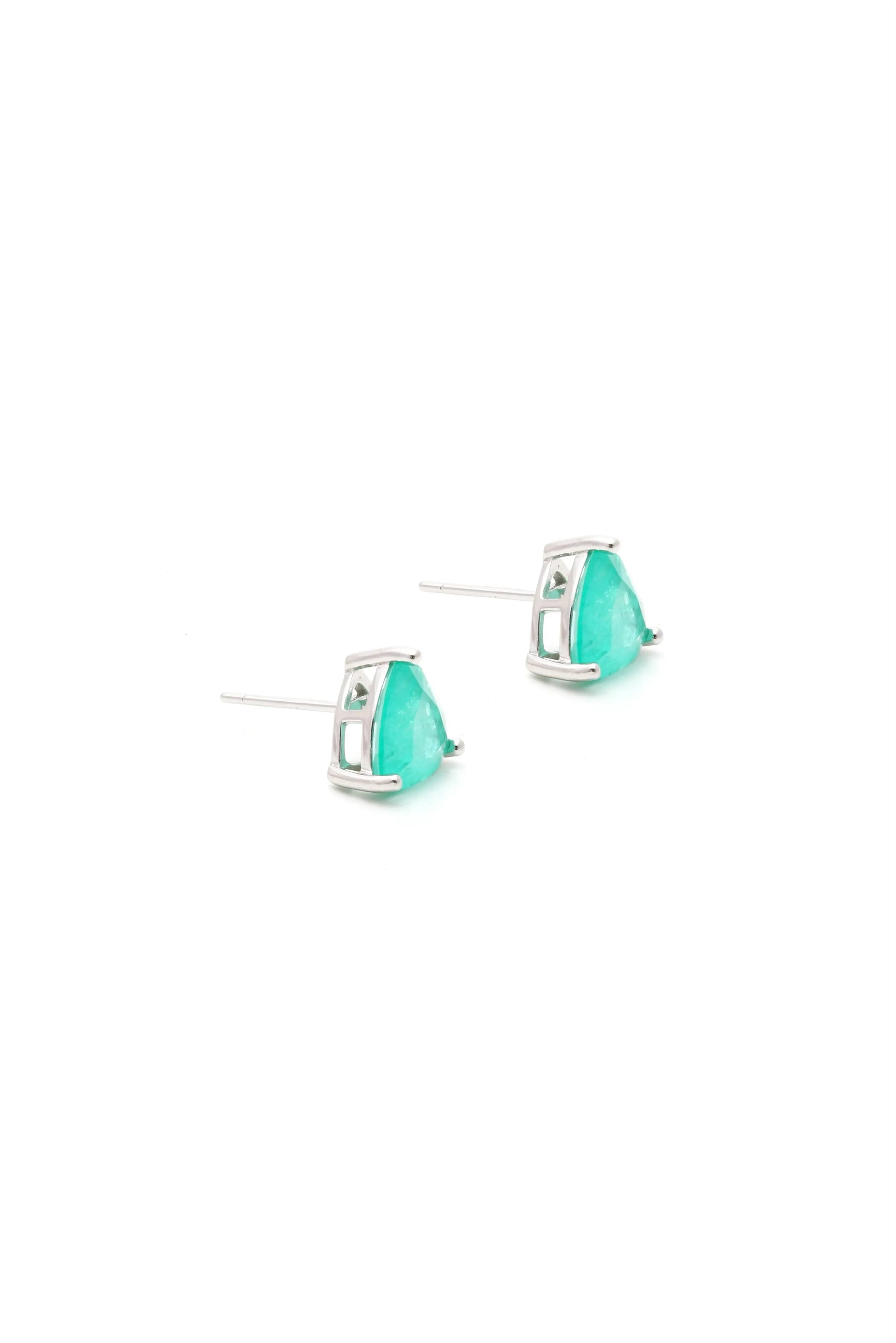 Turquoise Triangle Silver Earrings