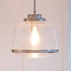 UHP2534 Luxe Industrial Pendant Light, 11"H x 11"W, Polished Nickel Finish, Nottingham Collection