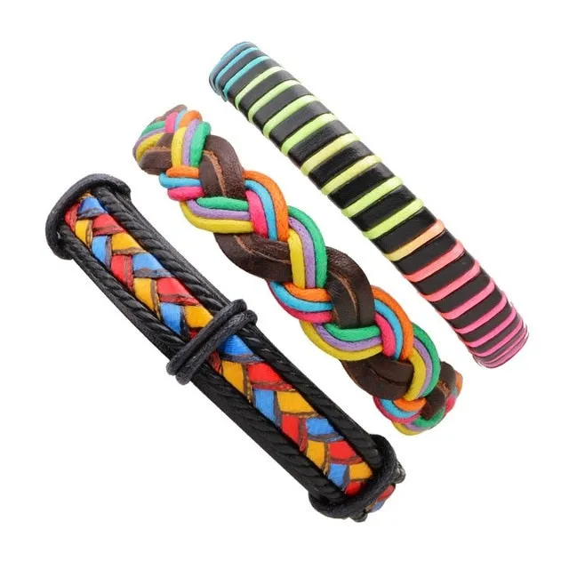 Vintage Casual Leather Charm Bracelets  - Multilayer Braid Wrap Bangles