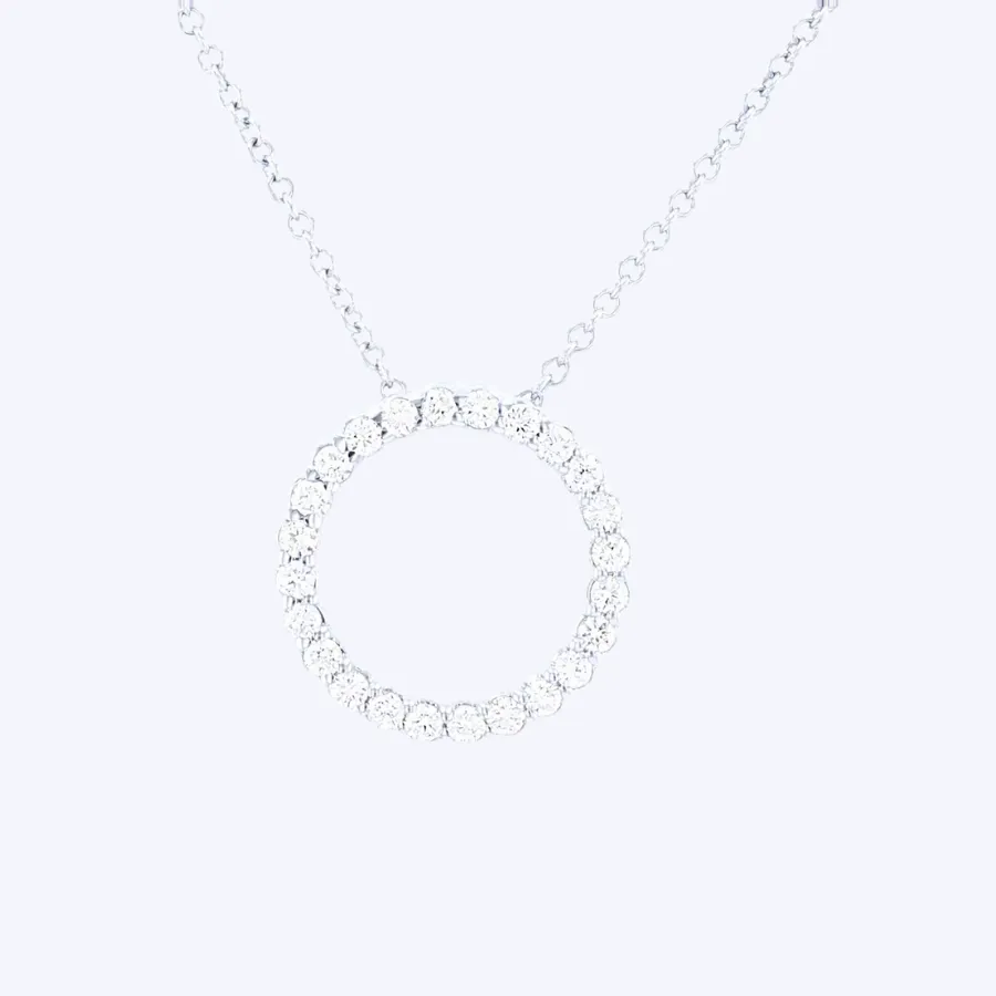 White Gold Diamond Circle Pendant Necklaces