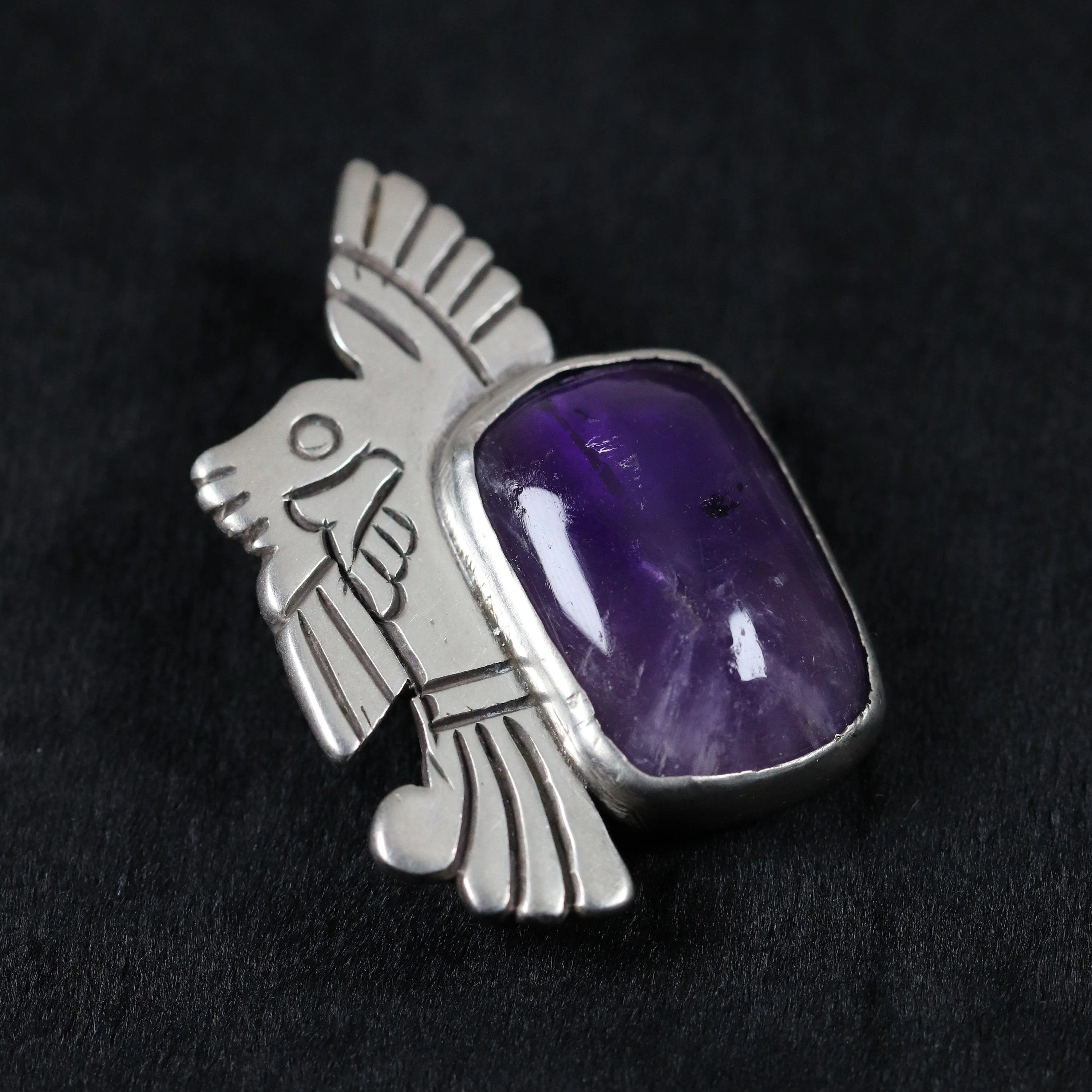 William Spratling Jewelry | Taxco Silver Amethyst Eagle Vintage Brooch