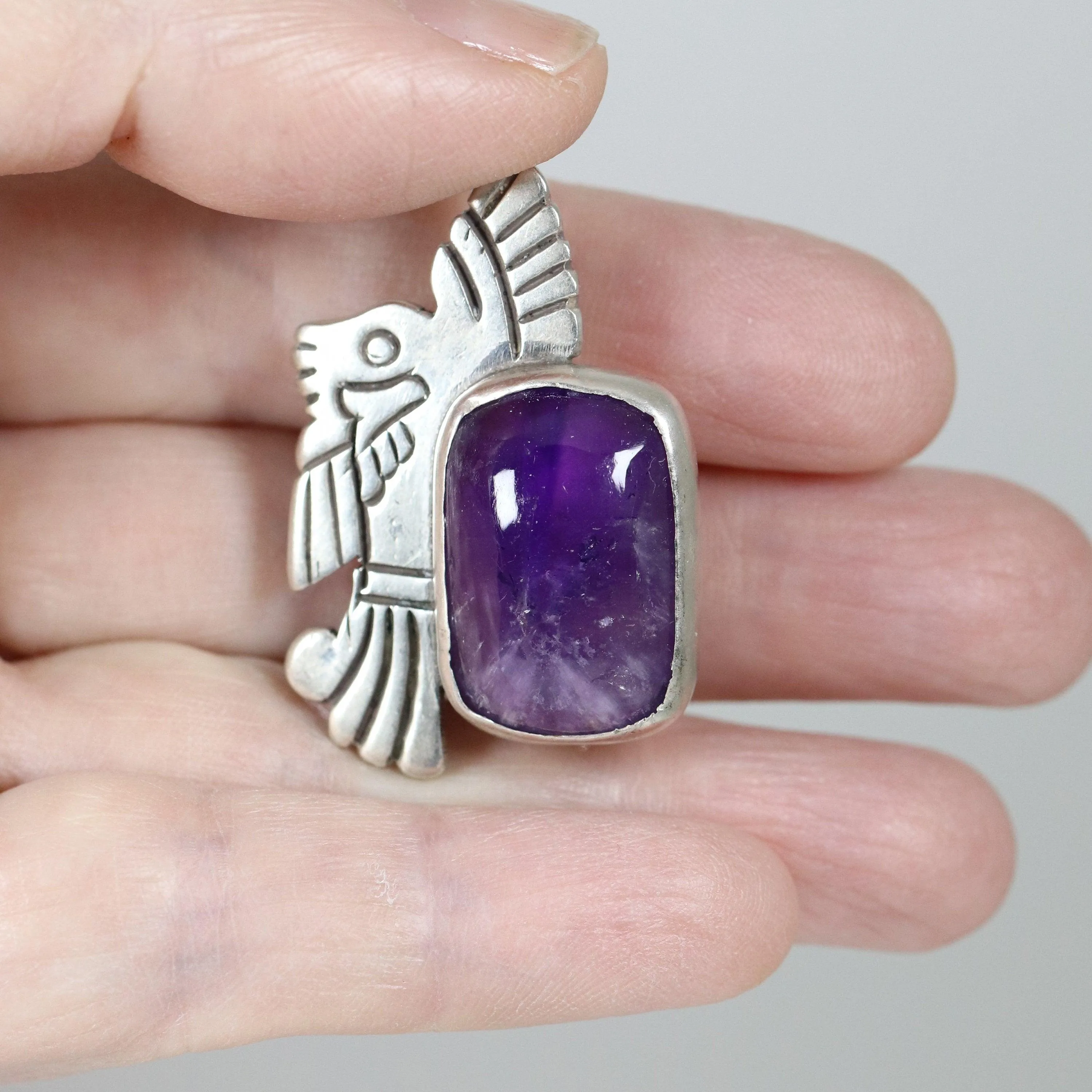 William Spratling Jewelry | Taxco Silver Amethyst Eagle Vintage Brooch