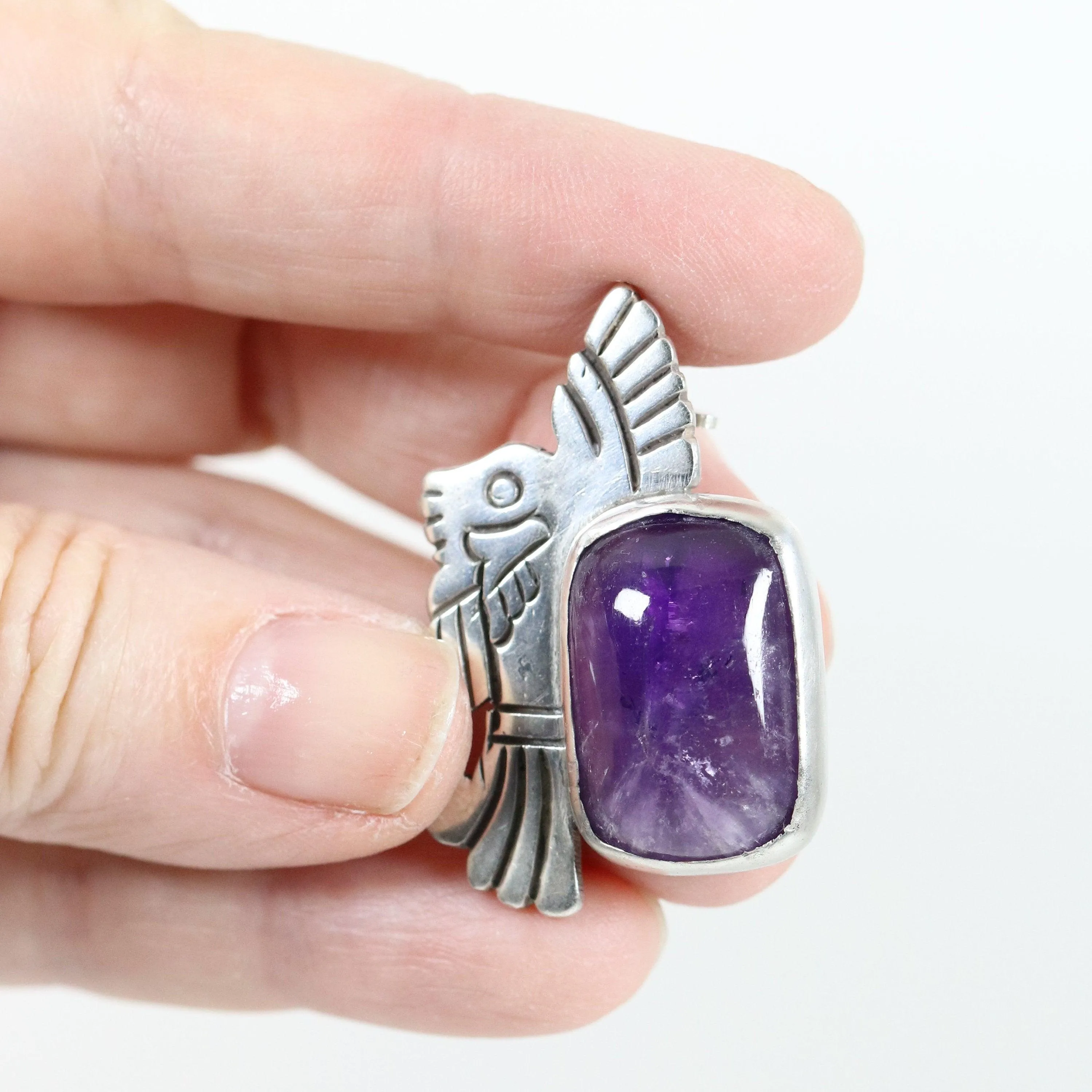 William Spratling Jewelry | Taxco Silver Amethyst Eagle Vintage Brooch