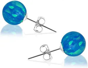 Womens 925 Sterling Silver Opal Ball Stud Earrings Hypoallergenic Jewelry for Girls 6mm