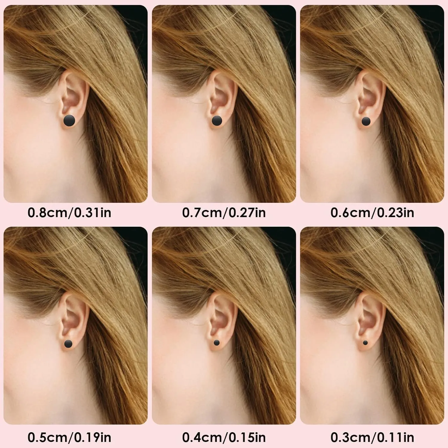 Yolev 6 Pairs Dot Stud Earrings Round Disc Stud Earrings Stainless Steel Ear Studs for Women Men (3 mm-8 mm)