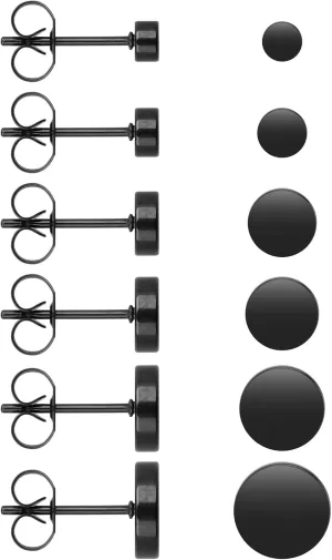 Yolev 6 Pairs Dot Stud Earrings Round Disc Stud Earrings Stainless Steel Ear Studs for Women Men (3 mm-8 mm)